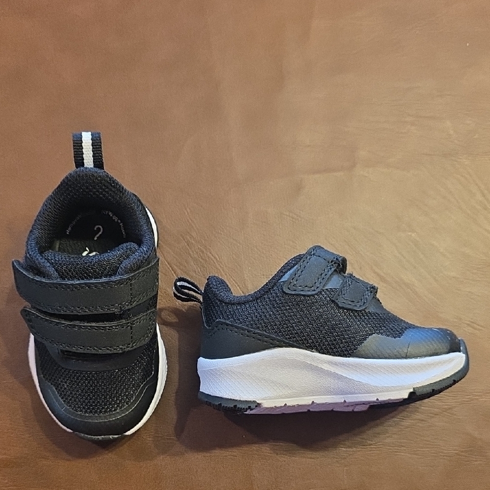 Children's Black Sneakers with Velcro Straps